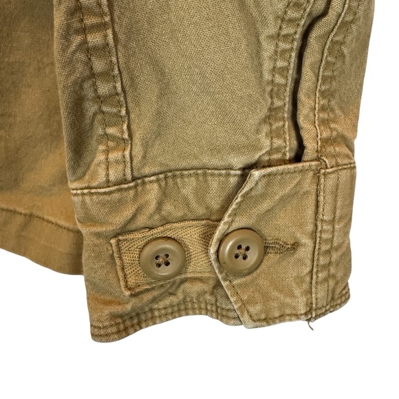 Old Navy Utility Canvas Jacket Small Khaki Hooded Cargo Pockets Military Style - Picture 5 of 9